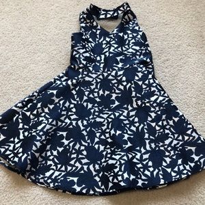 Girls formal navy and white dress